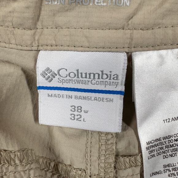 Columbia Pants Mens 38x32 Omni-Shade Cargo Hiking Outdoors Nylon Zip Pockets - Picture 3 of 9